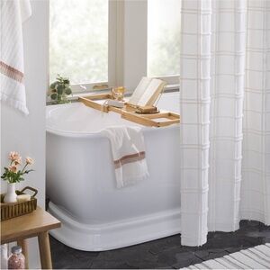 Hearth & Hand Expandable Wood Bathtub Wooden Bath Tray Natural Cup Holder NEW